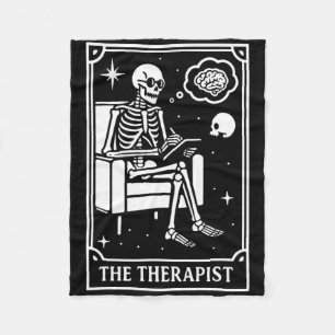 The Therapist Healing Tarot Card Skeleton Mental H Fleece Blanket