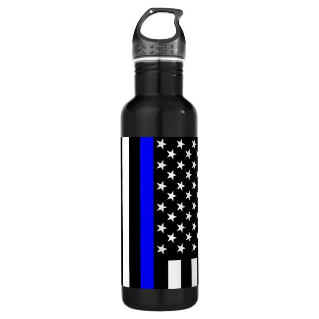 The Thin Blue Line American Flag 710 Ml Water Bottle (Front)
