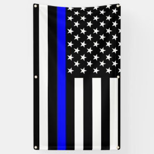 The Thin Blue Line American Flag Decor Display Banner