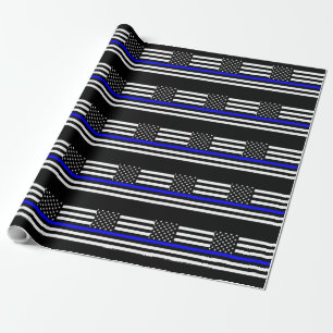 The Thin Blue Line American Flag Decor Wrapping Paper