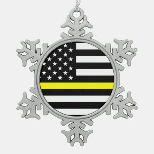 The Thin Gold Line Flag Snowflake Pewter Christmas Ornament