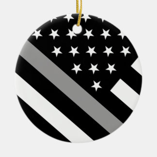 The Thin Silver Line Flag Ceramic Ornament