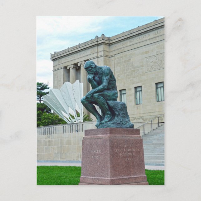 The Thinker and The Shuttlecock, Kansas City, Mo. Postcard (Front)