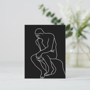 The thinker man statue line art, Inspired by Rodin Postcard