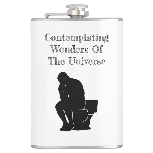 The Thinker on the Throne Hip Flask (Front)
