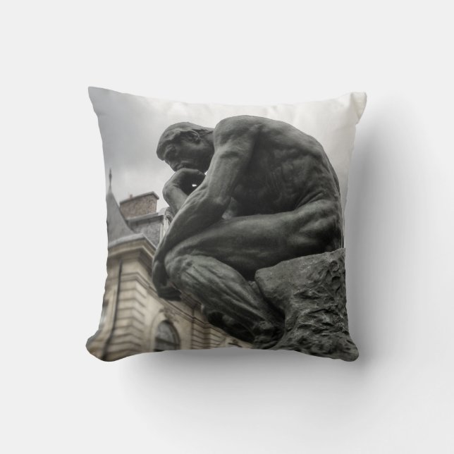 The Thinker Rodin Paris Sculpture Cushion (Front)