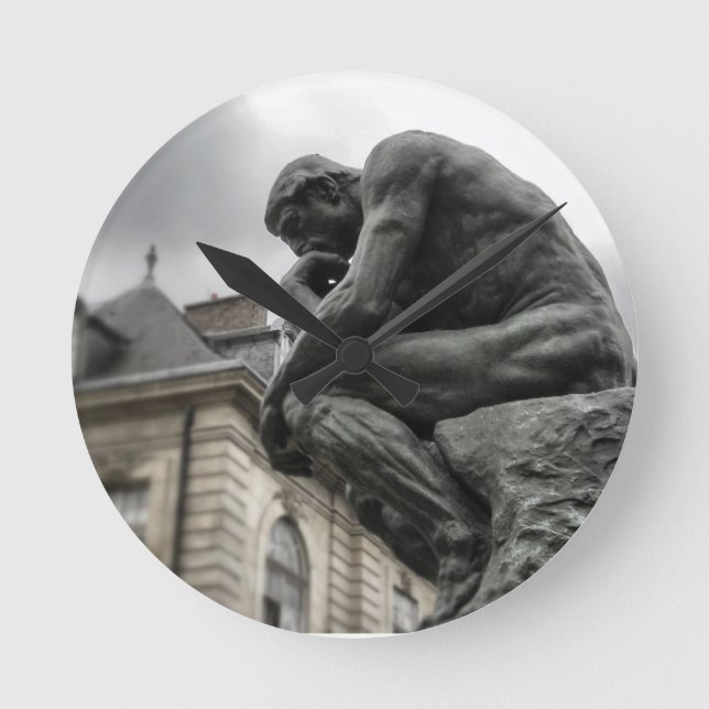 The Thinker Rodin Paris Sculpture Round Clock (Front)