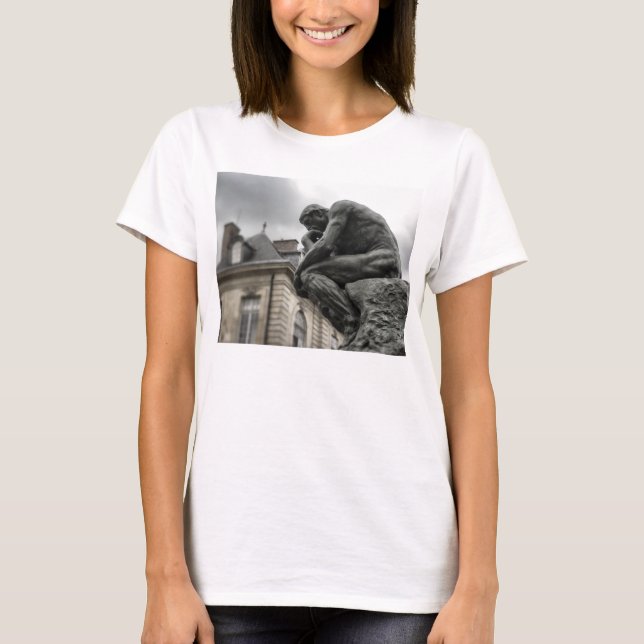 The Thinker Rodin Paris Sculpture T-Shirt (Front)