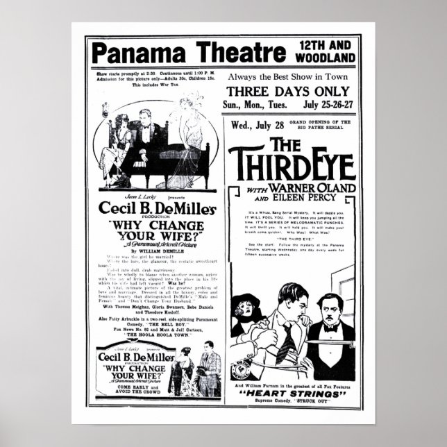'The Third Eye' 1920 vintage movie ad poster (Front)