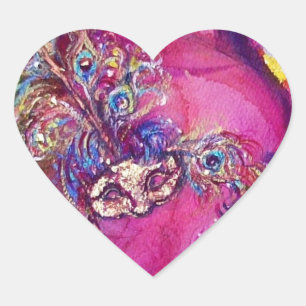 THE THIRD MASK/ Venetian Masquerade Pink Heart Sticker
