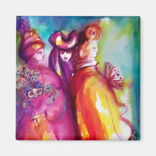 THE THIRD MASK  Venetian Masquerade Watercolor Magnet
