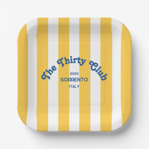 The Thirty Club Beach Cabana Stripe 30th Birthday  Paper Plate