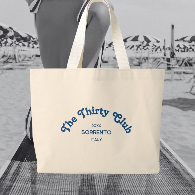 The Thirty Club Retro Blue Custom Crest Large Tote Bag (Creator Uploaded)