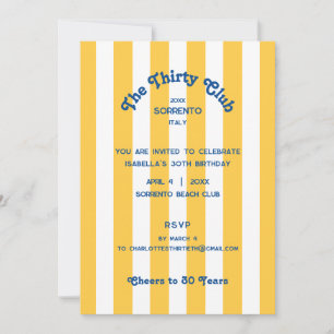 The Thirty Club Yellow Cabana 30th Birthday Party Invitation