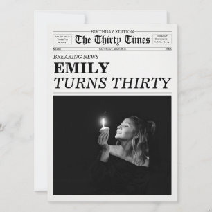 The Thirty Times Newspaper 30th Birthday Party Invitation