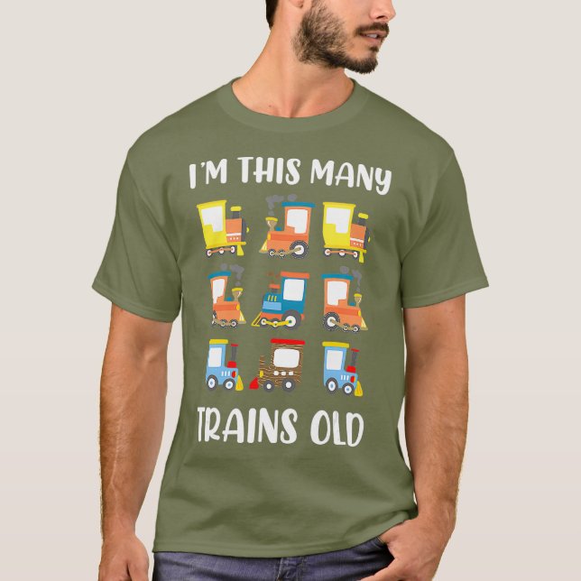 The This Many Trains Old 9th Birthday Railroad T-Shirt (Front)