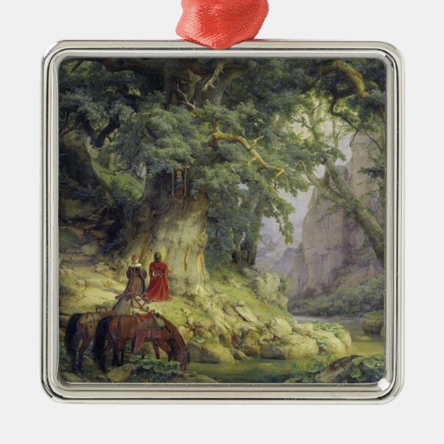The Thousand-Year Oak Tree (by Karl Lessing) Metal Ornament (Front)