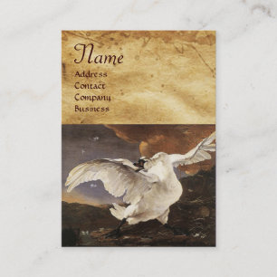 The Threatened Swan Monogram ,Purple Pearl Paper Business Card