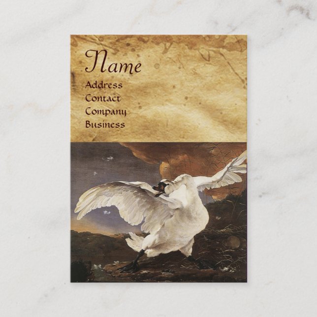 The Threatened Swan Monogram ,Purple Pearl Paper Business Card (Front)