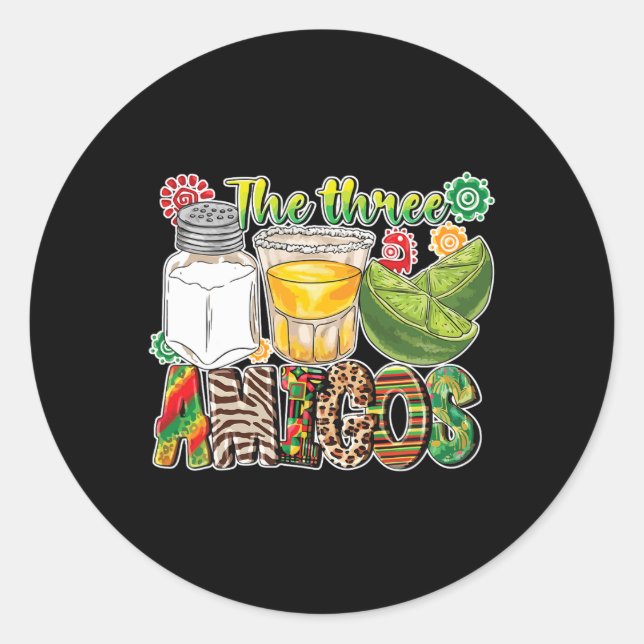 The Three Amigos Tequila Salt Lime Cinco De Mayo  Classic Round Sticker (Front)