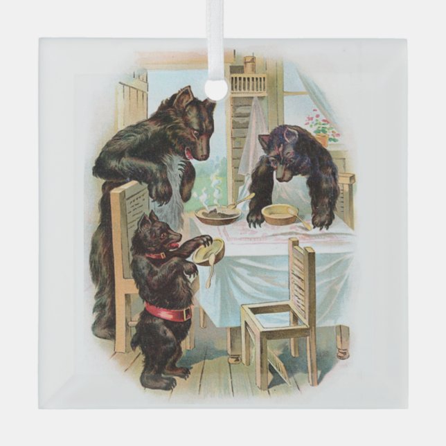 The Three Bears Glass Tree Decoration (Front)