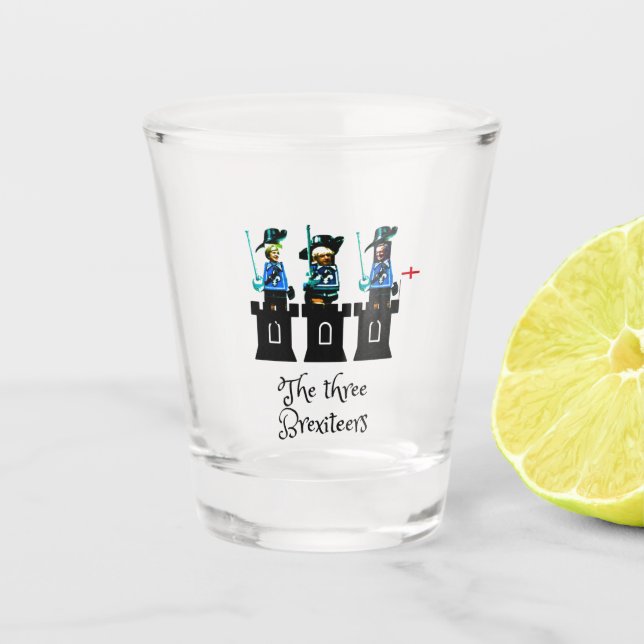 The Three Brexiteers Shot Glass (Front)