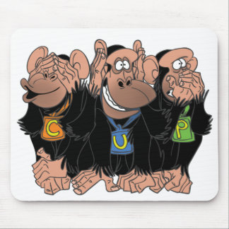 THE THREE CHIMPS MOUSE PAD