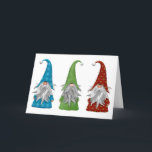 The Three Christmas Gnomes Holiday Cards<br><div class="desc">Outrageously cute Christmas Gnomes with long white / grey beards.  Absolutely perfect for a Christmas card and invitations.  Personalise with all your details!</div>