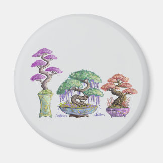 The three colored bonsai vases. magnet