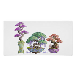 The three colored bonsai vases. poster