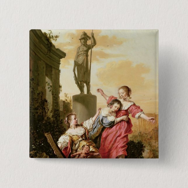 The Three Daughters of Cecrops 15 Cm Square Badge (Front)