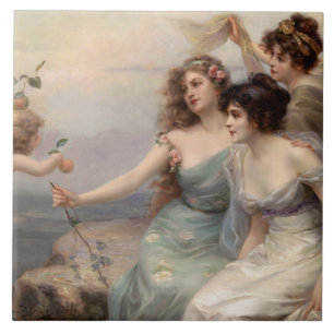 The Three Graces by Edouard Bisson Ceramic Tile
