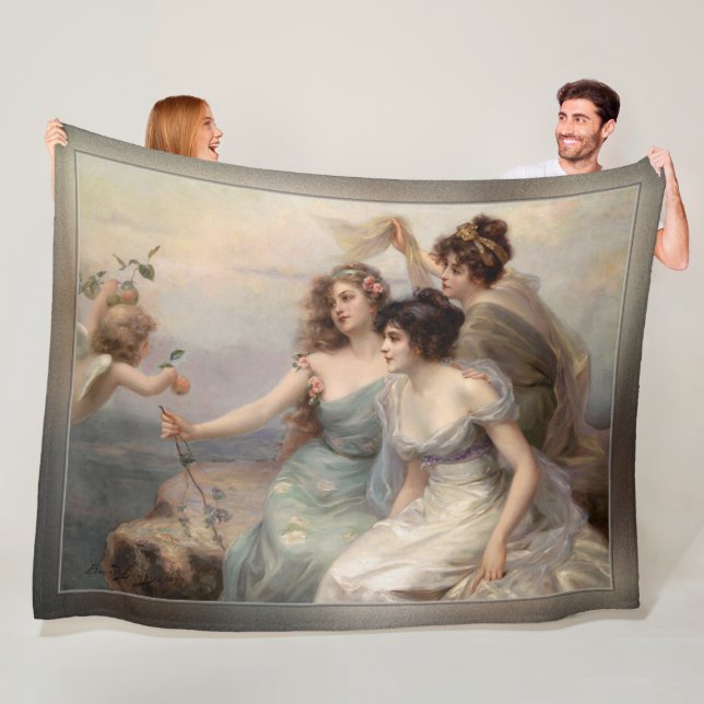 The Three Graces by Edouard Bisson Fleece Blanket (In Situ)