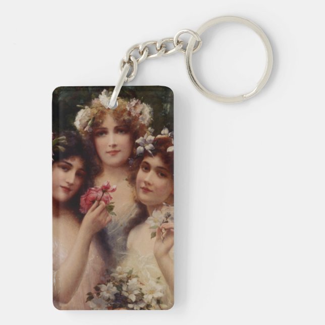 The Three Graces by Emile Vernon Key Ring (Back)