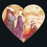 The Three kings Heart Sticker<br><div class="desc">The Three kings,  three wise men with golden background</div>