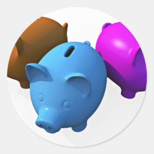 The Three Little Piggy Banks Classic Round Sticker