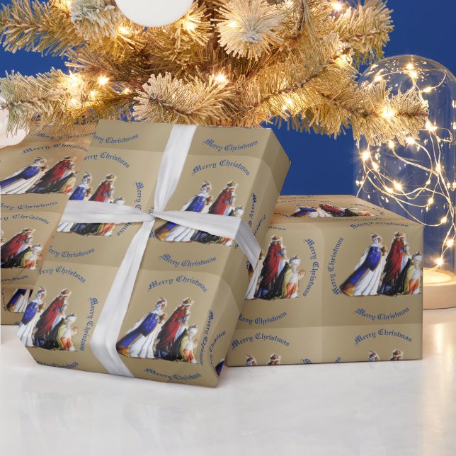 The Three Magi Bearing gifts & Christmas greeting Wrapping Paper (Holidays)
