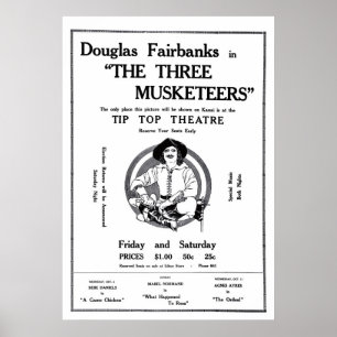 The Three Musketeers 1922 vintage movie ad poster