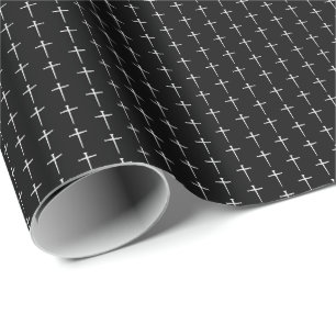 The Three Nails, Black and White Cross Christian Wrapping Paper