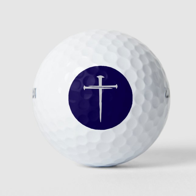 The Three Nails Navy Cross Christian Golf Balls (Front)