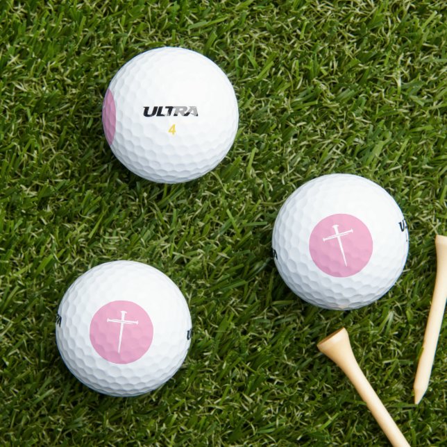 The Three Nails White Cross Christian Golf Balls (Insitu Grass)