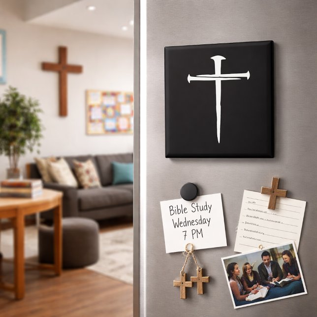 The Three Nails White Cross Christian Magnet (Creator Uploaded)