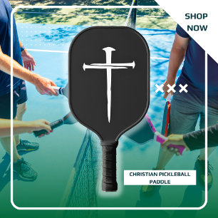 The Three Nails White Cross Christian Pickleball Paddle