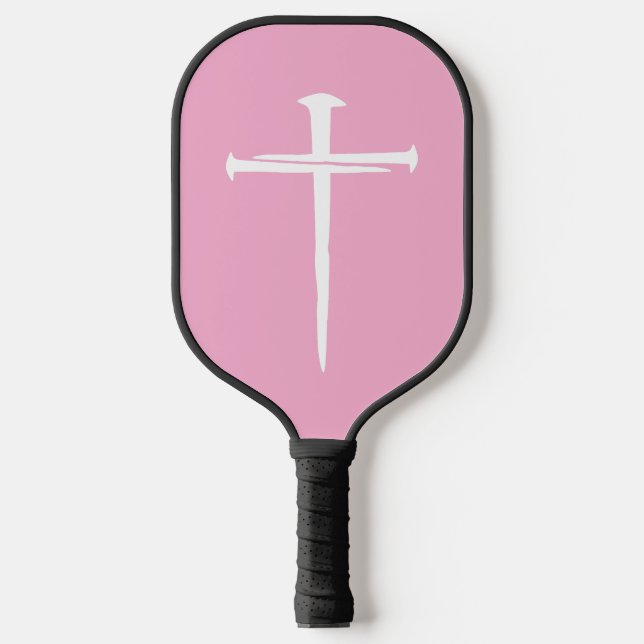The Three Nails White Cross Christian Pickleball Paddle (Front)