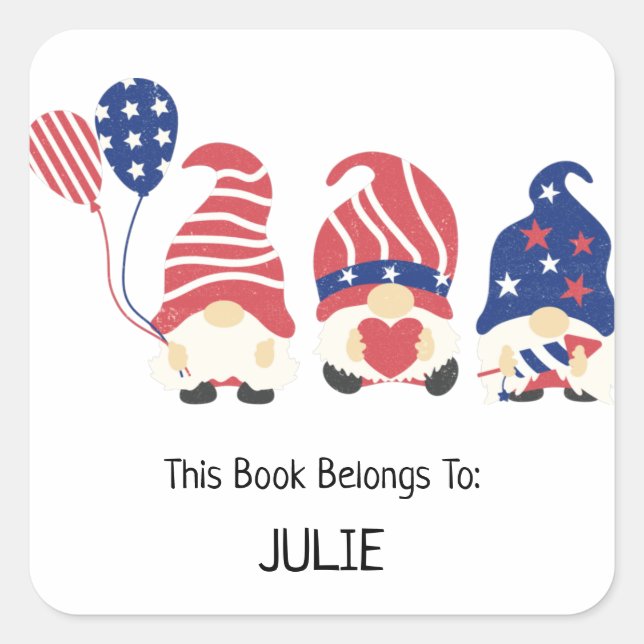 The Three Patriotic Gnomes Square Sticker (Front)