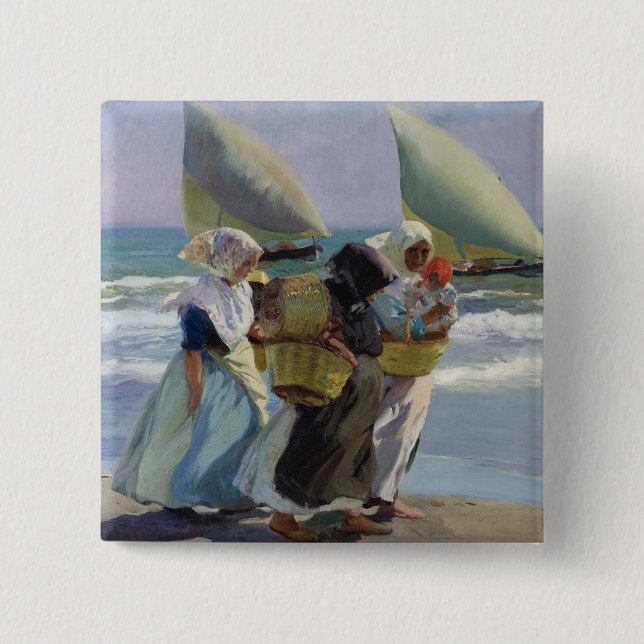 The Three Sails - Joaquin Sorolla 15 Cm Square Badge (Front)