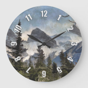 The Three Sisters - Canadian Rocky Mountains Large Clock