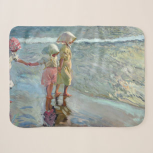 The three sisters on the beach by Joaquin Sorolla Sherpa Blanket