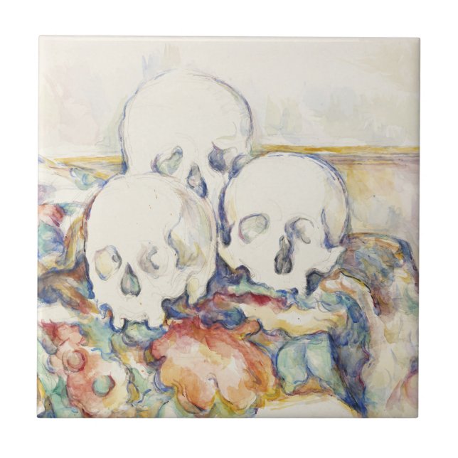 The Three Skulls by Paul Cézanne Classic Painting Ceramic Tile (Front)