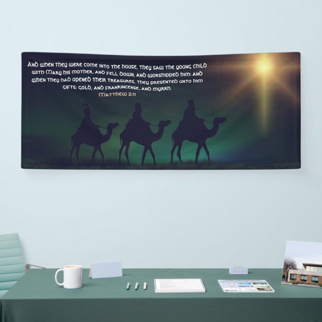 The Three Wisemen Gold Star Christmas Church Banner (Tradeshow)